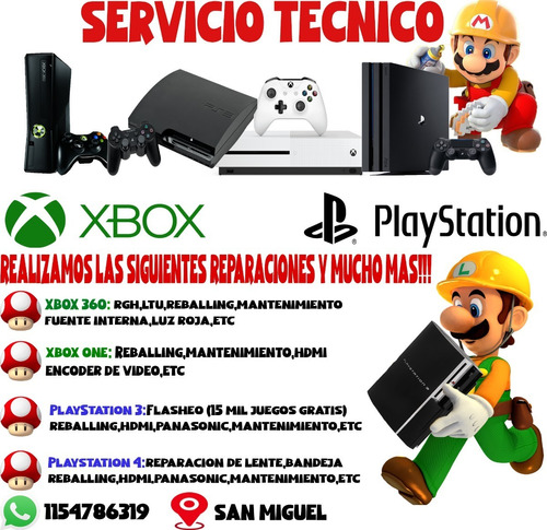 Servicio Técnico Reparacion Ps5 Ps4 Ps3 Xbox 360 One Series