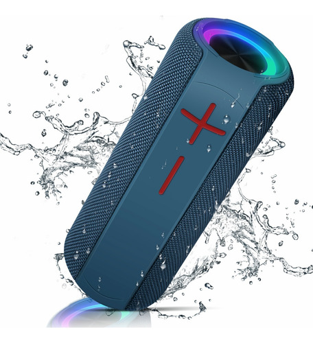 Bocina Bluetooth Portátil Altavoces Duales Impermeable Rgb Color Azul