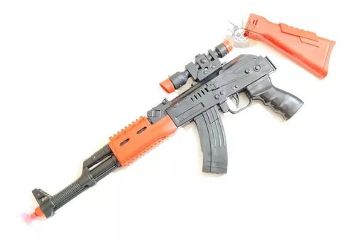 Brinquedo Metralhadora AK-47 Pressão Mola Atira Dardos 43CM - Escorrega o  Preço