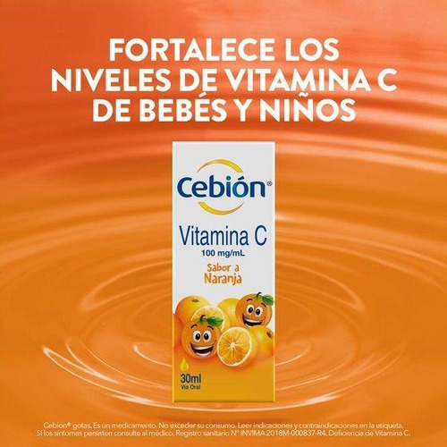 Cebión Gotas De Vitamina C Sabor A Naranja Con 30ml