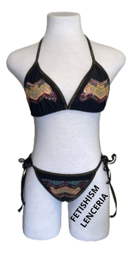 Bikini Bordada Sexy Ultima Tendencia Trajes De Baño  Malla