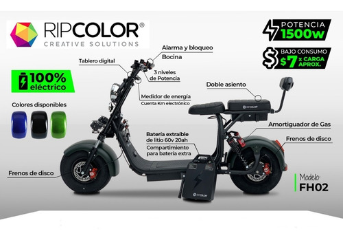 Imagen 19 de 19 de Moto Scooter Eléctrica Fh 1500 Watts Hasta 180 Kg