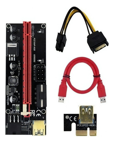 Kit 3 Cabos Riser Pci Express 1x A 16x Pcie Mineração Cor Vermelho