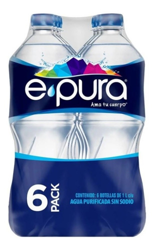 Agua Epura Agua Purificada Sin Sodio 6 Botellas De 1 L C/u