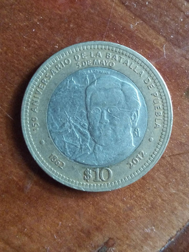 Moneda De 10 Pesos De Ignacio Zaragoza Batalla De Puebla