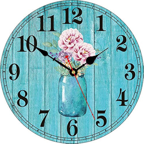Taheat Reloj De Pared Con Diseño De Flores En Botella De 14 