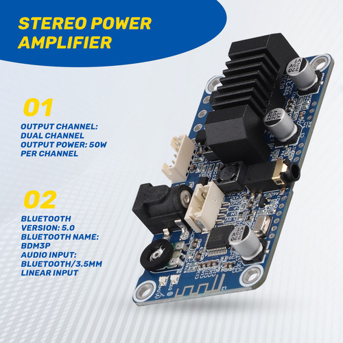 Amplificador De Potencia Estéreo Tpa3116 5.0 Estéreo 2x50w 3