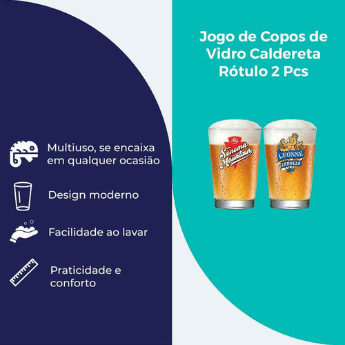 Jogo de Copos para Cerveja Rótulo Caldereta 2pcs 350ml, Ruvolo