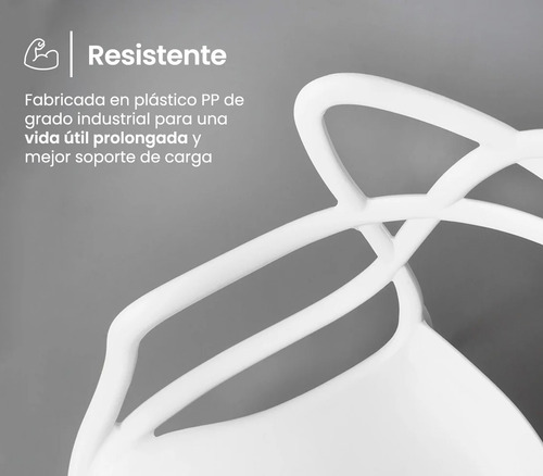 Silla Plastico Reforzada Apilable Comedor Exterior Jardin Color Blanco Smart Tech HY-01