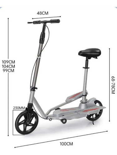 Scooter Doble Pedal, P/adultos Y Adolescentes, Plegable Plateado Scooter