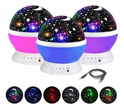 Lámpara de proyector giratoria con forma de estrellas en el cielo, luna y estrella, marco de lámpara, color rosa