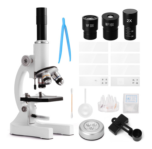 64x-2400x Microscopio Óptico Monocular Escuela Primaria