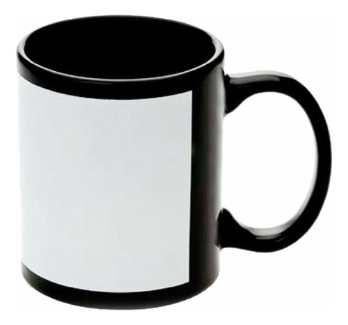 Mug Para Sublimar Color Negro Con Recuadro Blanco 2 Unidades