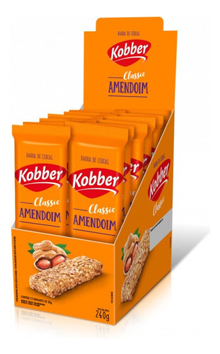 Caixa 12 Barra De Cereal Kobber Classic Amendoim 20g
