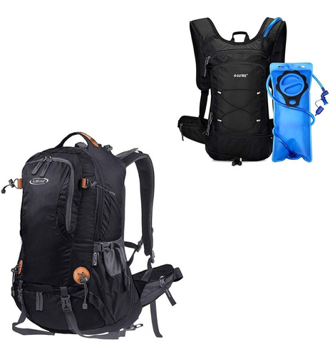 Mochila Senderismo Negra + Pack Hidratacion 2l G4free