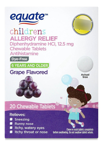 Equate Tabletas Masticables Para Aliviar Las Alergias Niños