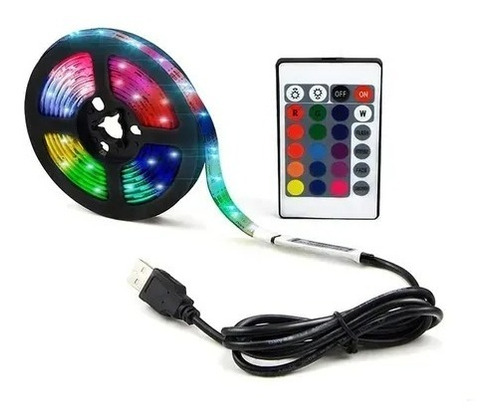Imagem 6 de 7 de Fita Led 5050 Rgb Colorida 3mt 16 Cores Usb Para Tv Pc Carro