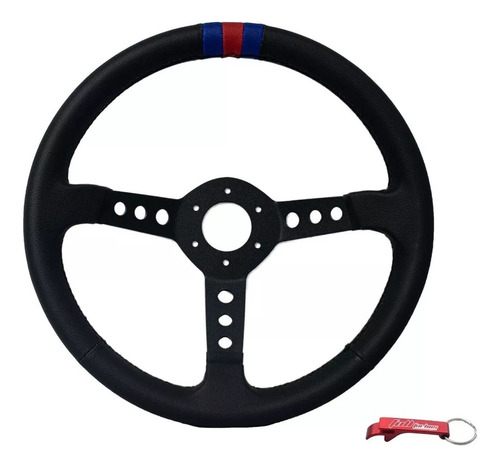 Volante Lowv Martini 9 Furos Haste Preta Revestido Couro