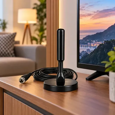 Antena Digital Interna Externa HDTV UHF Com Cabo Longo De 5 Metros Até 240km Com Base Magnetica Distancia Brazuca Cell