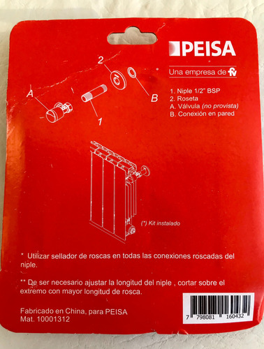 Kit Niple Y Roseta Cromo Para Radiador