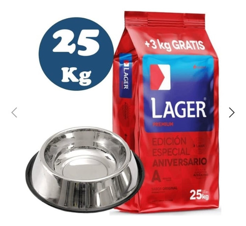 Lager Adulto 25kg + Comedero Acero