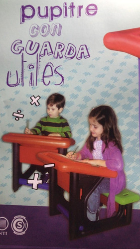 Imagen 4 de 4 de Pupitre Escolar Pizarra Guarda Utiles Escritorio Rodacross