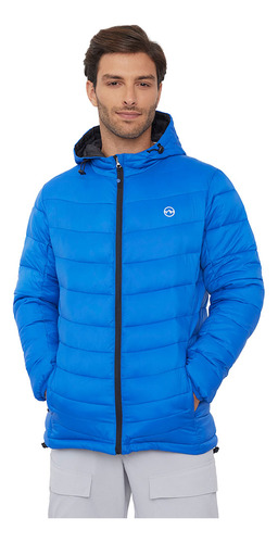 Parka Outdoor Hombre Full Zipper Nylon Rec Azul Royal Corona