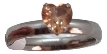 Anillo Baño Oro 18k Solitario Corazón Grueso