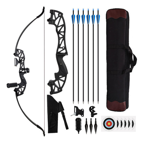 Conjunto Recurvo Tiro Con Arco Adultos 40lb 53 Negro Ambidiestro