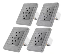 Comprar Vasoyo-toma De Corriente Del Americanos Para Pared Usb Y Type C 4pc Toma De Corriente Del Para Hogar Viajes Oficina Vasoyo TU21536AC-W
