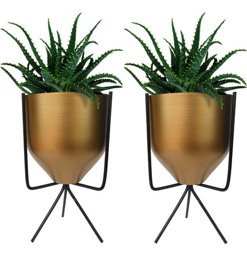 2 Vasos Cachepo Geométrico Para Suculenta Cactus Rose Gold