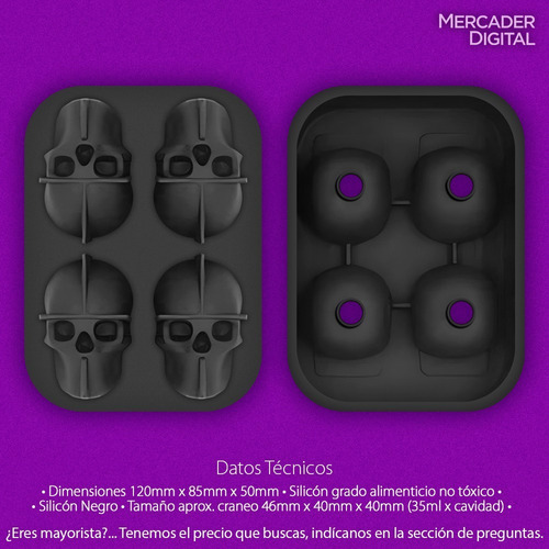 . Molde Silicón Calavera Cráneo Hielo Repostería Jabón