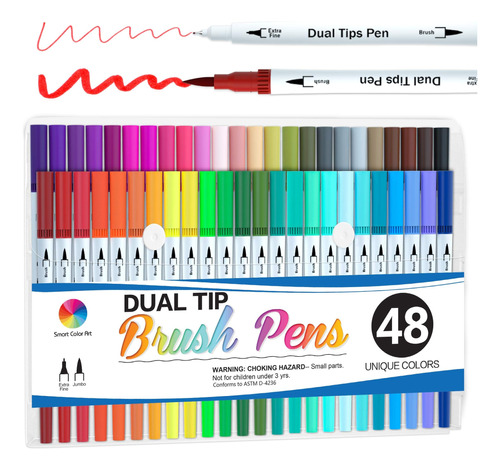 Marcadores Artísticos Caligrafía Diario, 48 Colores, Doble
