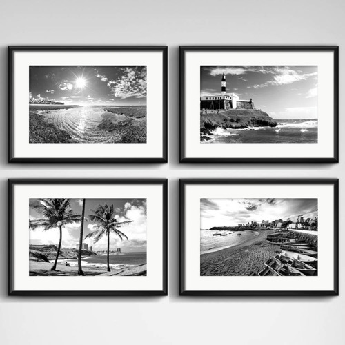 4 Quadros Salvador Bahia Preto Branco Cidade Praia Paspatur