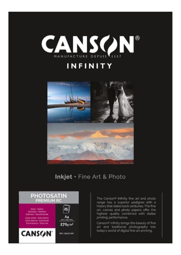 Canson Infinity Photosatin Premium Rc 270gr Satinado A3+ 25h Color Multicolor