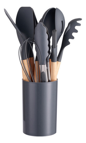 Bf Juego De Cucharas De Silicona Y Madera, 12 Piezas