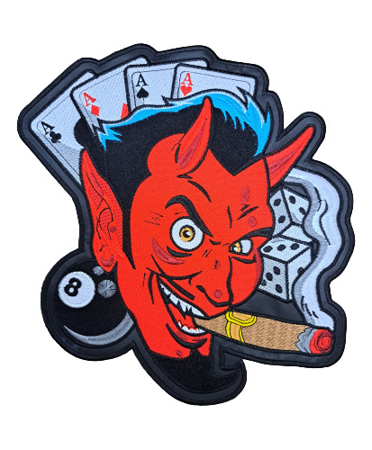 Parche Bordado Devil Diablo Rojo Dados Cartas Bola 8 Biker