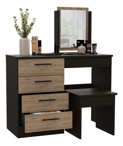 Mueble Tocador Kaia y Banca Rta Wengue Miel Color Marrón oscuro TWM 5791