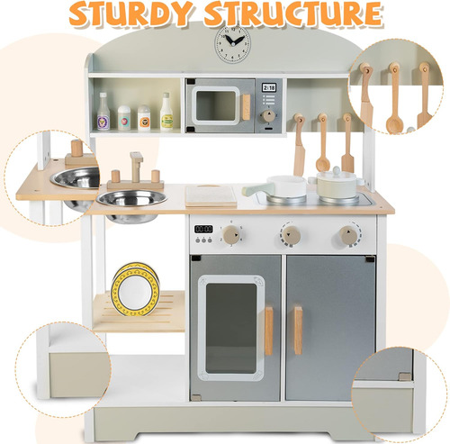 Juego De Cocina De Madera Para Niños, Utensilios De Cocina R