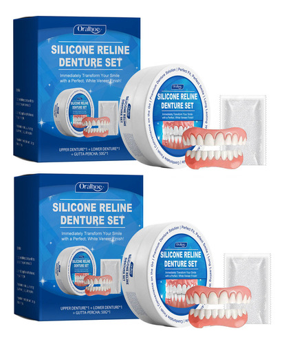 . 2x Juego De Prótesis Dentales De Silicona Suave Oralhoe