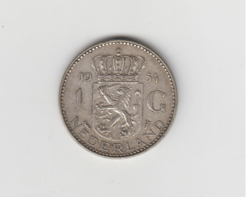 Moneda Holanda 1 Gulden  1954  Plata Muy Bueno