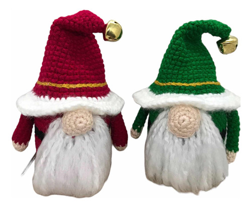 Gnomos De Navidad Tejidos Set 2 Muñecos Adorno Navideño