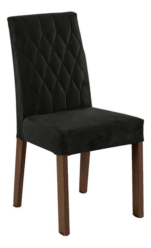 Mesa de comedor con tapa de madera, 4 sillas Ashley Madesa Rpo, color rústico/negro/Oxford, silla lisa, diseño de tela