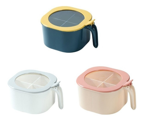 Contenedor Para Comida O Almacenar Condimentos 4 Divisiones Color Azul