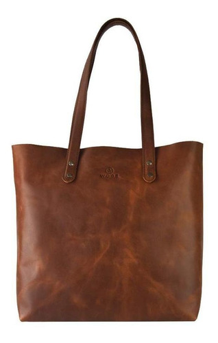 Bolsa tote AG Leather Woge Tote diseño lisa de cuero  shedron asas color marrón oscuro