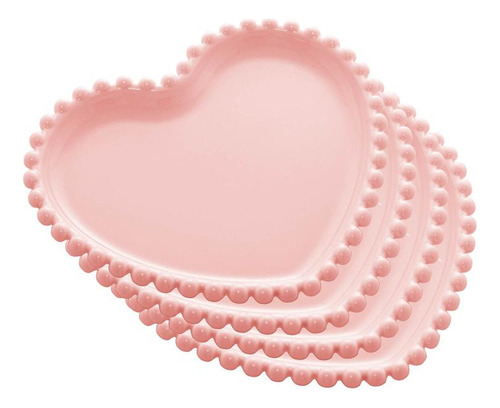 4 Pratos Wolff Beads De Porcelana Rose 17cm X 15cm X 2cm