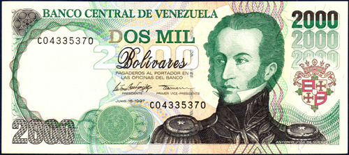 Billete De 2000 Bolívares C8 Junio 16 1997 Antonio J. Sucre