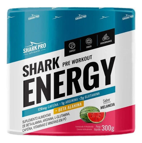 Shark Energy Pré Treino 300g Shark Pro Sabores Sabor Melancia