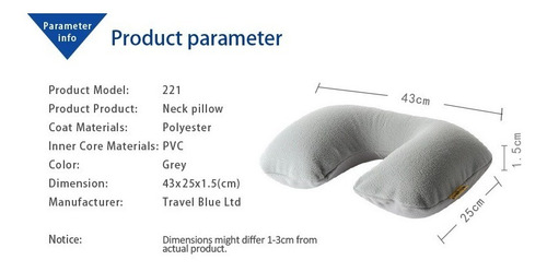 Travesseiro De Pescoço Inflável - Fleece Toque De Conforto