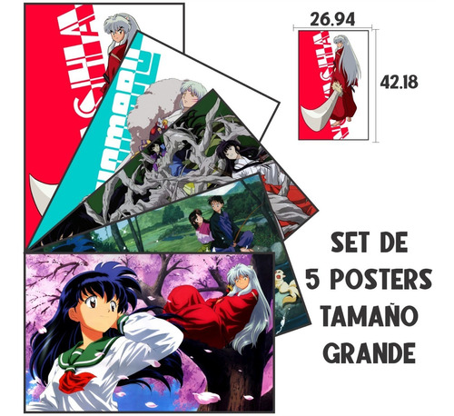Poster Gr Set De 5 Pzas Inuyasha Anime Seshomaru Aome Kagome